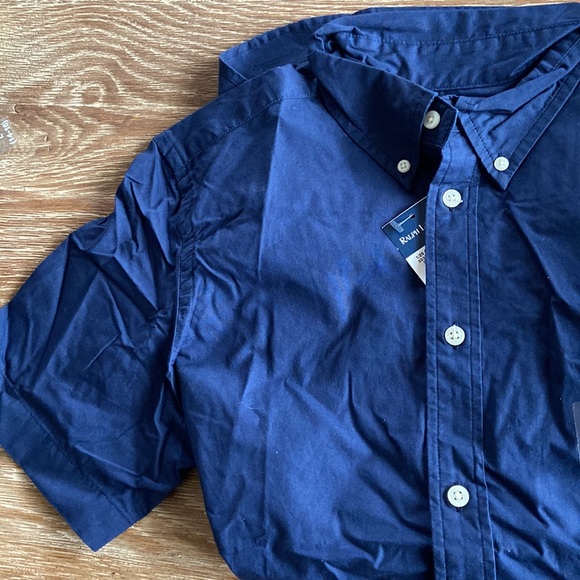 Polo Ralph Lauren Boys Short Sl. button down shirt navy blue  Size L 14/16 NWT - Picture 4 of 4